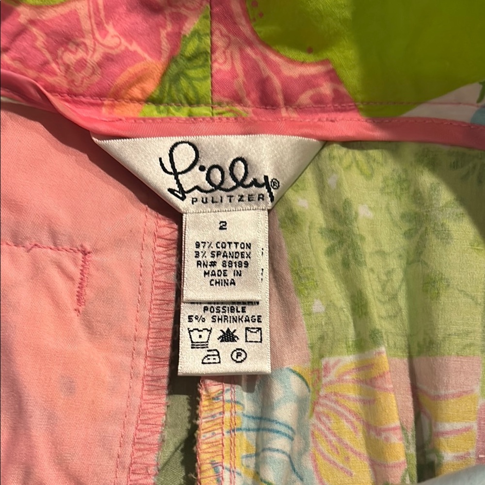 Lilly Pulitzer Pink and Green Straight Leg Capri - Picture 7 of 7